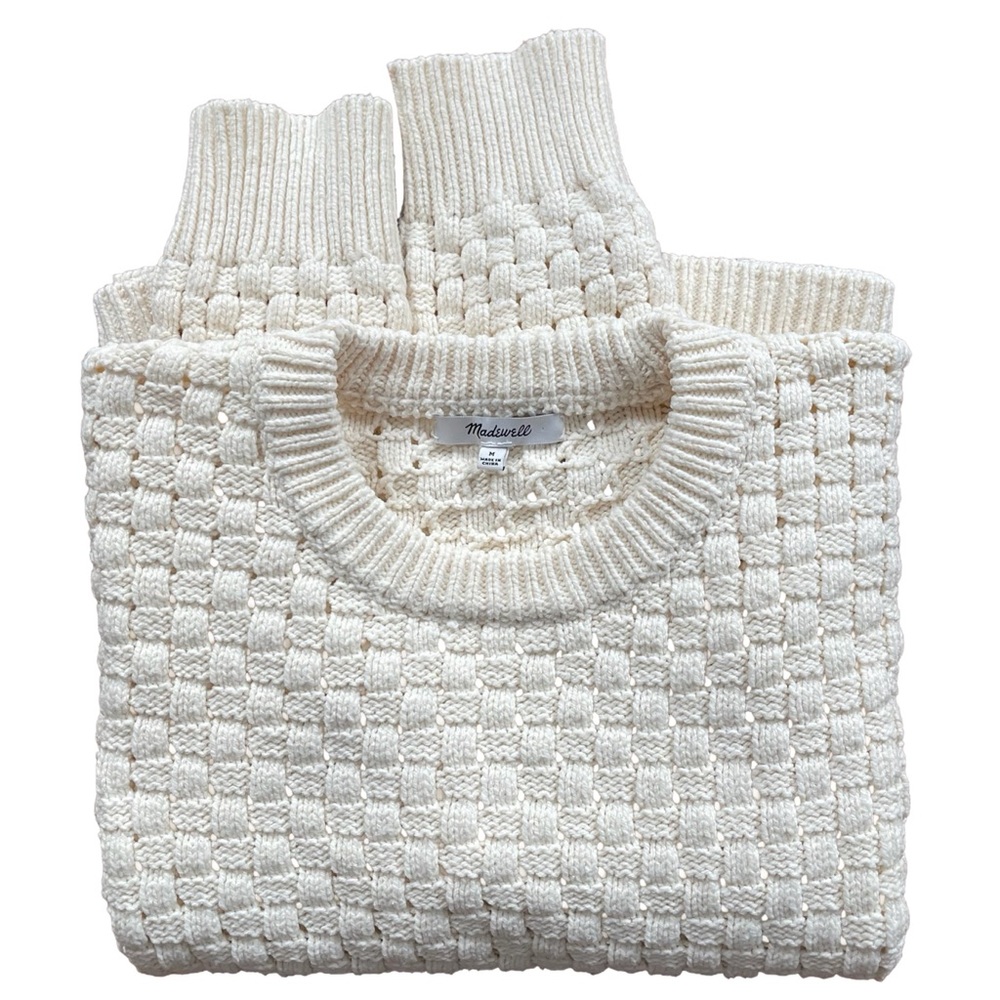 Madewell Ivory Textured Knit Pullover